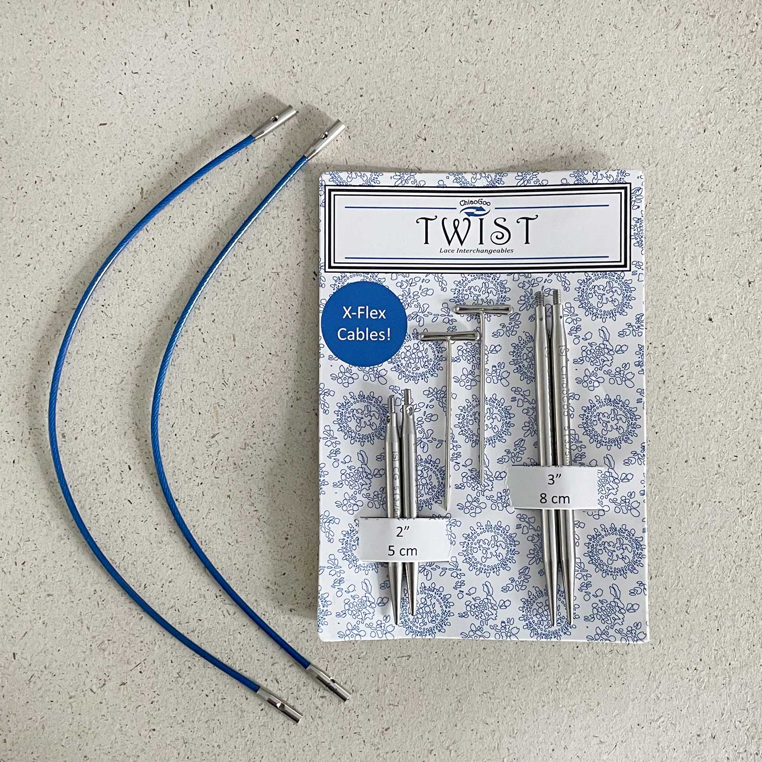 ChiaoGoo auswechselbare Nadelspitzen TWIST SHORT COMBO (Nadellänge 5 + 8 cm) Nadelstärke 1,5-5 mm  - 2 Stück